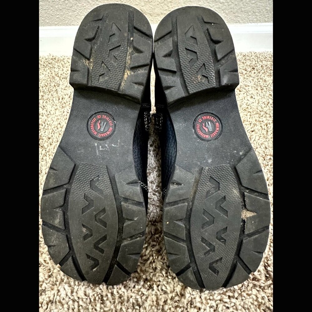Black Milwaukee Motorcycle Boots Leather Round Toe Ankle Vintage Oil Resistant 8 - Picture 8 of 11